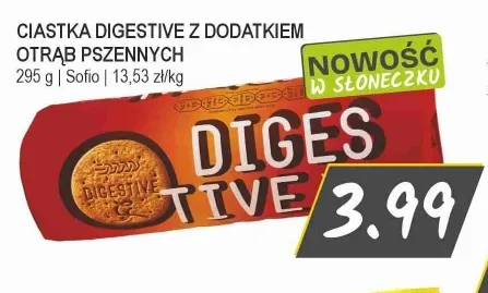 Ciastka Digestive z dodatkiem otrąb pszennych Sofio promocja w Słoneczko