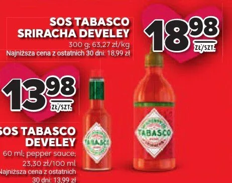 Sos Tabasco Sriracha Develey promocja w Stokrotka