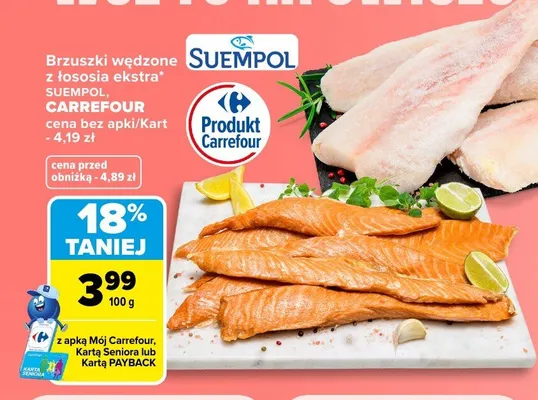 Brzuszki wędzone z łososia ekstra Suempol promocja w Carrefour