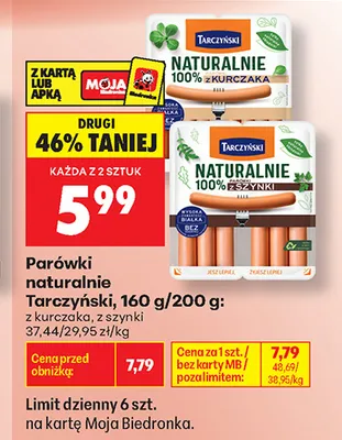 Parówki naturalnie z kurczaka Tarczyński promocja w Biedronka