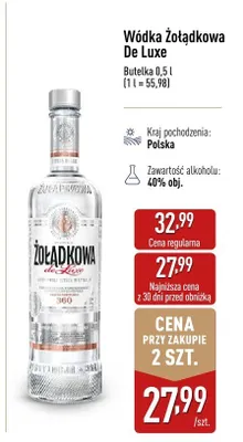 Wódka Żołądkowa De Luxe promocja w Aldi