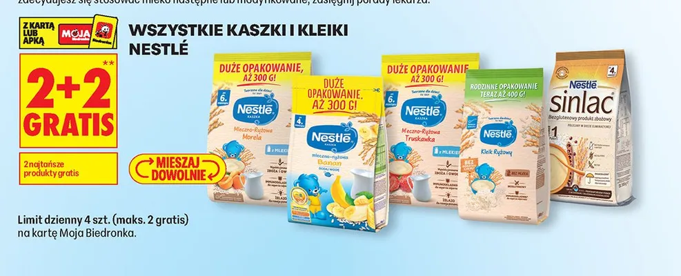 Bezglutenowy produkt zbożowy Sinlac Nestlé promocja w Biedronka