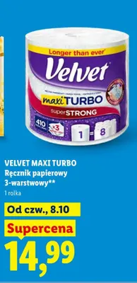 Ręcznik papierowy 3-warstwowy Maxi Turbo Velvet promocja w Lidl