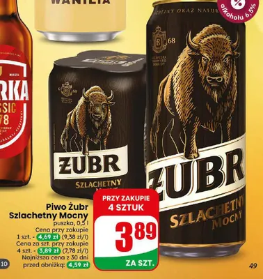 Piwo Żubr Szlachetny Mocny promocja w Dino