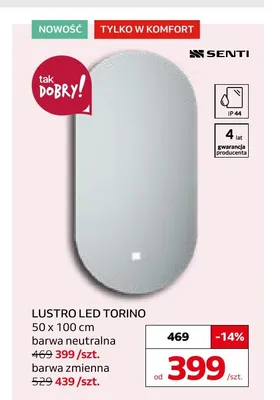Lustro LED Senti Torino barwa zmienna 50x100 cm promocja w Komfort