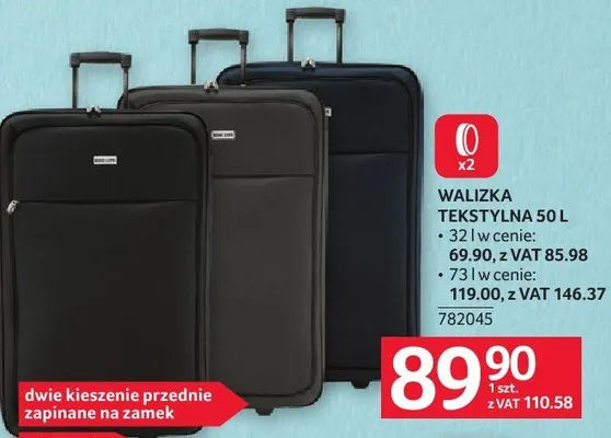 Walizka tekstylna 50 L promocja w Selgros