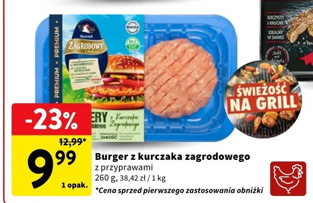 Burger z kurczaka zagrodowego z przyprawami Zagrodowy promocja w Intermarche