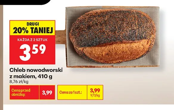Chleb nowodworski z makiem promocja w Biedronka