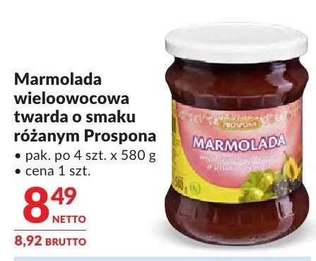 Marmolada wieloowocowa twarda o smaku różanym Prospona promocja w Makro