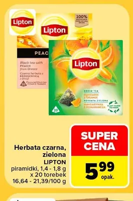 Herbata czarna z brzoskwinią Lipton promocja w Carrefour