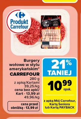Burgery wołowe w stylu amerykańskim Carrefour promocja w Carrefour