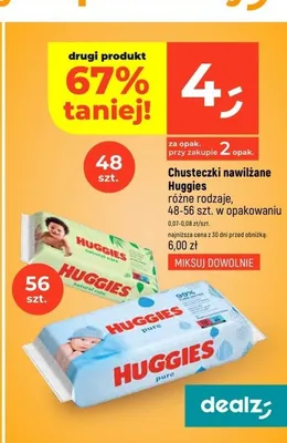 Chusteczki nawilżane Huggies pure promocja w Dealz
