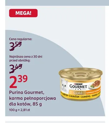 Karma pełnoporcjowa dla kotów Purina Gourmet promocja w Rossmann