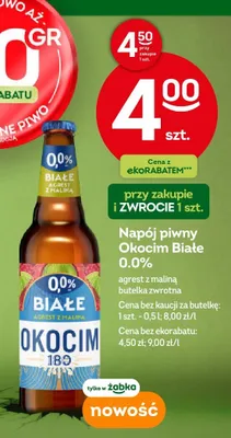 Napój piwny Okocim Białe 0.0% agrest z maliną butelka zwrotna promocja w Żabka