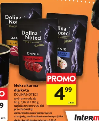 Mokra karma dla kota DOLINA NOTECI wybrane rodzaje saszetka promocja w Intermarche