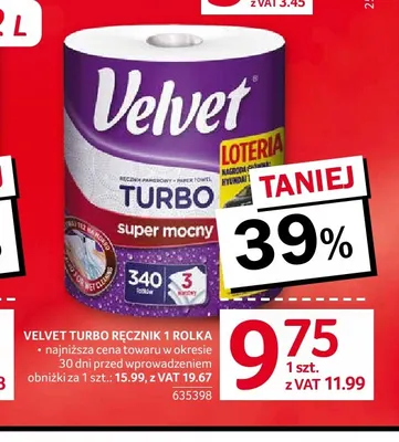 Ręcznik papierowy Velvet Turbo 1 rolka promocja w Selgros