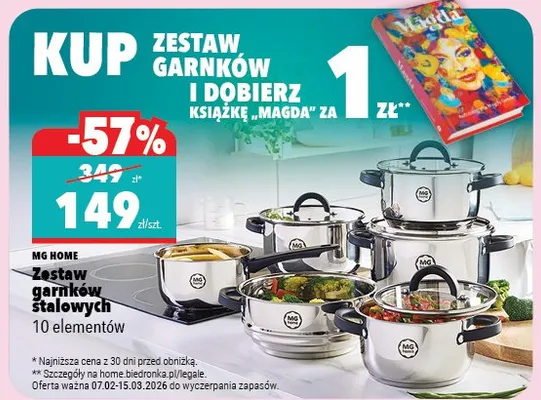 Zestaw garnków stalowych promocja w Biedronka Home