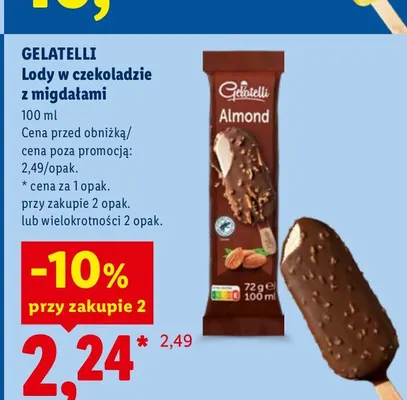 Lody w czekoladzie z migdałami Gelatelli promocja w Lidl