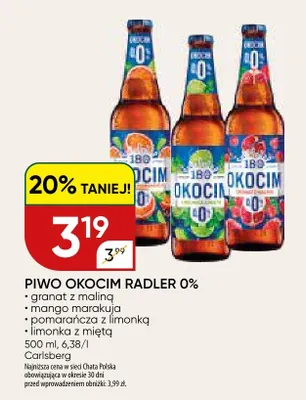 Piwo bezalkoholowe Okocim Radler 0% Granat z Maliną promocja w Chata Polska