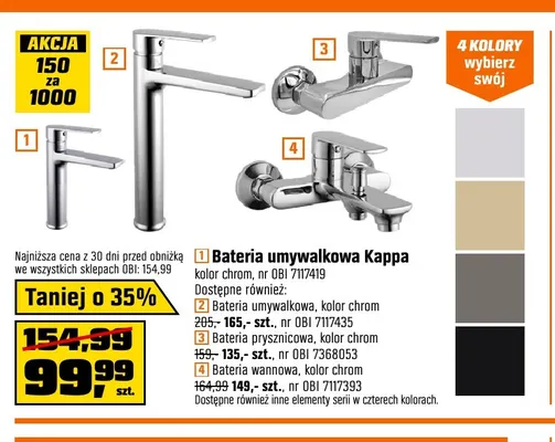 Bateria umywalkowa Kappa promocja w OBI
