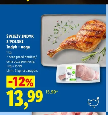 Indyk - noga Świeży Indyk z Polski promocja w Lidl