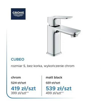 Bateria umywalkowa stojąca Grohe Cubeo chrom promocja w Blu Salony Łazienek