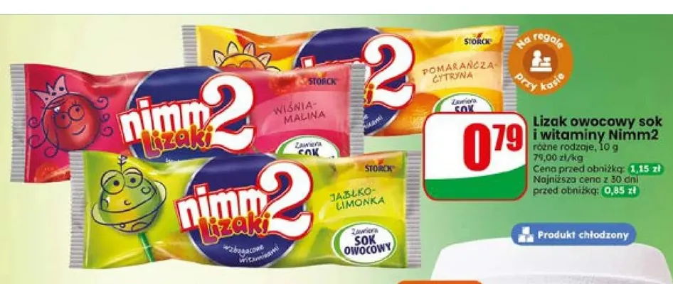 Lizak owocowy sok i witaminy Nimm2 Jabłko-Limonka promocja w Dino
