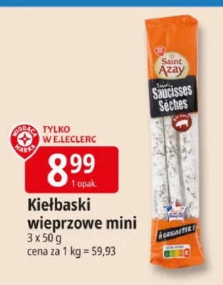 Kiełbaski wieprzowe mini promocja w Leclerc