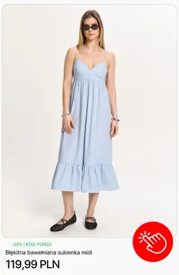 Błękitna bawełniana sukienka midi CROPP promocja w Cropp