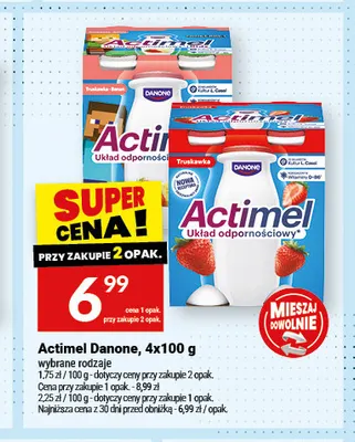 Napój jogurtowy Actimel Truskawka-Banan 4-pak promocja w Twój Market