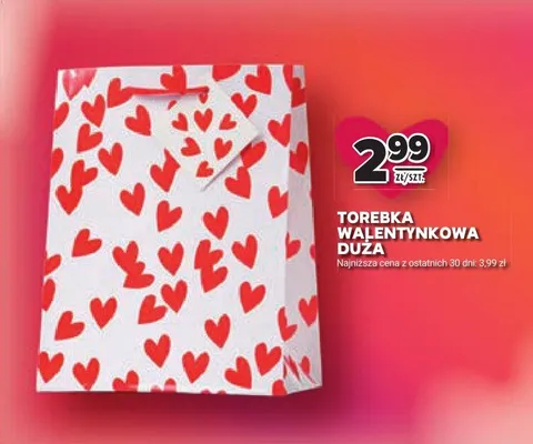 Torebka walentynkowa duża promocja w Stokrotka
