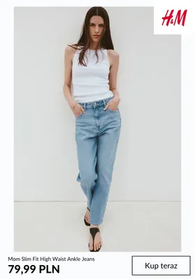Mom Slim Fit High Waist Ankle Jeans H & M promocja w H&M