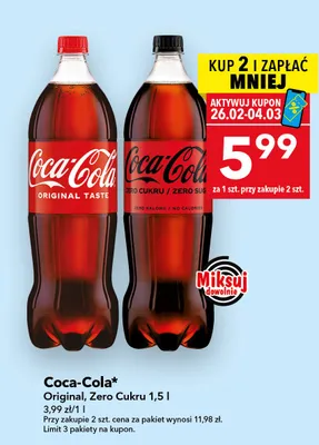 Napój gazowany Zero Cukru promocja w LEWIATAN