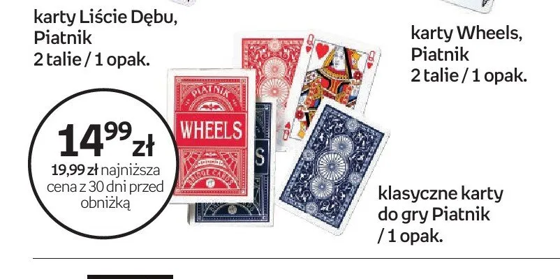 Klasyczne karty do gry Piatnik promocja w Empik