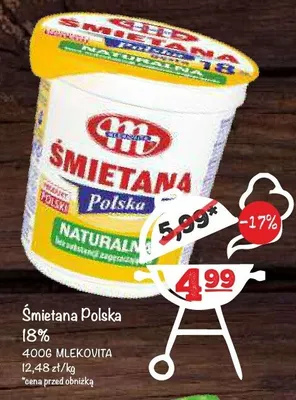 Śmietana Polska 18% Mlekovita promocja w Arhelan