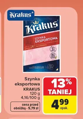 Szynka eksportowa Krakus promocja w Carrefour