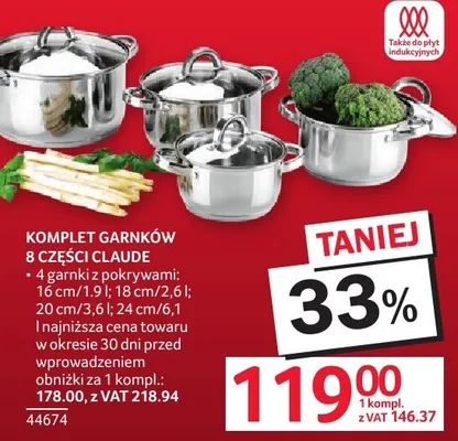 Komplet garnków 8 części Claude promocja w Selgros