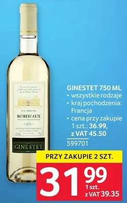 Wino GINESTET 750 ML promocja w Selgros