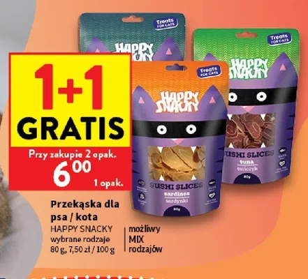 Przekąska dla kota Happy Snacky Sushi Slices Tuna promocja w Intermarche