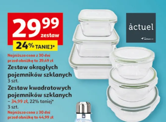 Zestaw kwadratowych pojemników szklanych 3 szt. promocja w Auchan