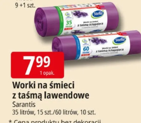 Worki na śmieci z taśmą lawendowe promocja w Leclerc