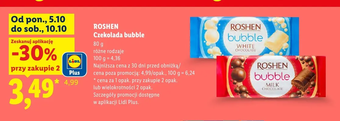 Czekolada bubble mleczna Roshen promocja w Lidl