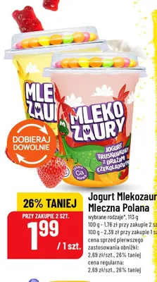 Jogurt Mlekozaury Mleczna Polana promocja w POLOmarket