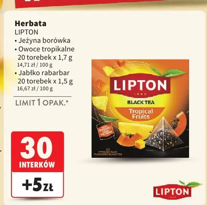 Herbata Lipton owoce tropikalne promocja w Intermarche
