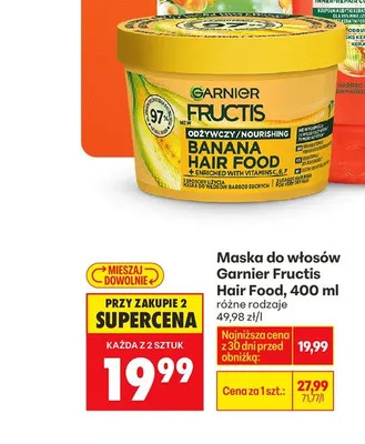 Maska do włosów Banana Hair Food, różne rodzaje promocja w Biedronka