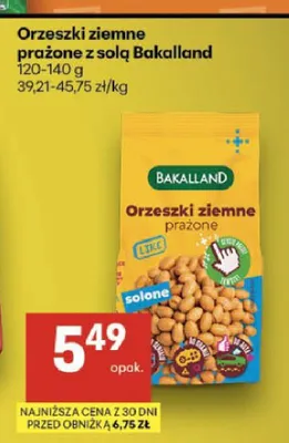 Orzeszki ziemne prażone z solą Bakalland promocja w Delikatesy Centrum