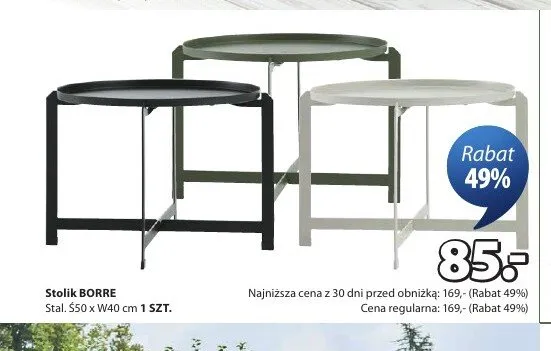 Stolik BORRE Stal Ś50xW40cm promocja w Jysk