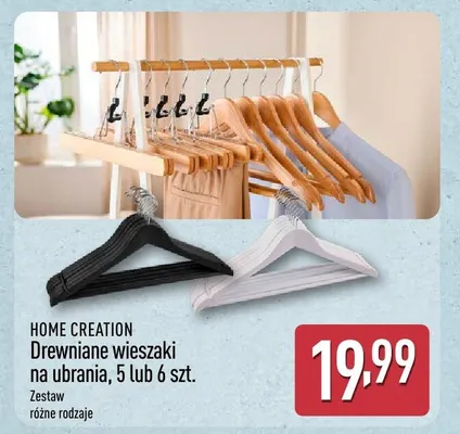 Drewniane wieszaki na ubrania, 5 lub 6 szt. promocja w Aldi