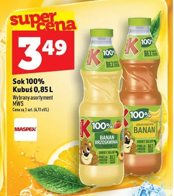 Sok Kubuś jabłko marchew banan 100% promocja w TOPAZ