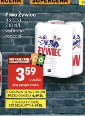 Piwo Żywiec Premium 4-pak promocja w Delikatesy Centrum
